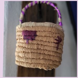 Handwoven Basket with Purple Accents